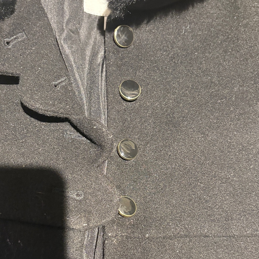 Janie and Jack Black Pea Coat with Faux Fur Collar - Picture 3 of 3